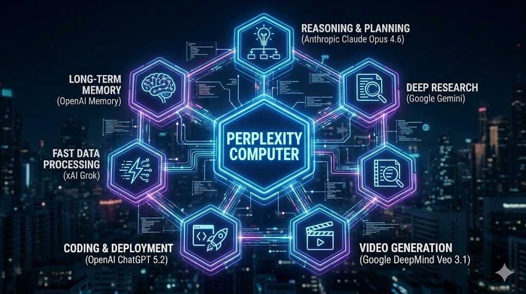 Perplexity Computerのオーケストレーション概念図