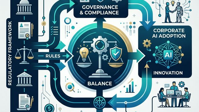 規制フレームワークと企業AI導入の関係を示す構造図
