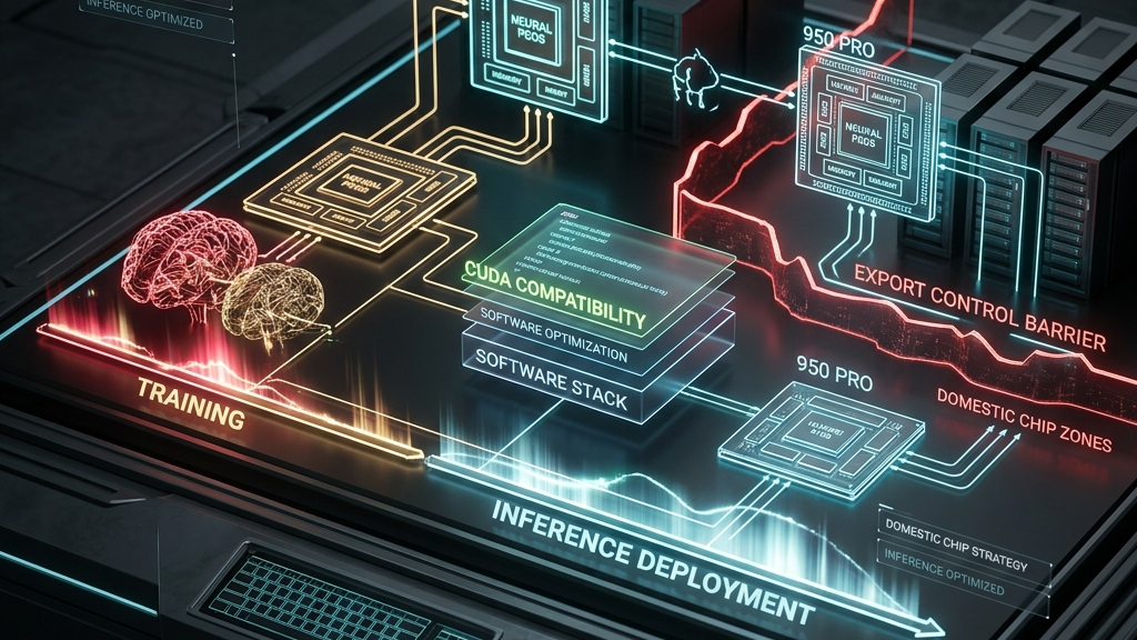 国産チップの推論最適化と学習・配備フェーズの移行イメージ