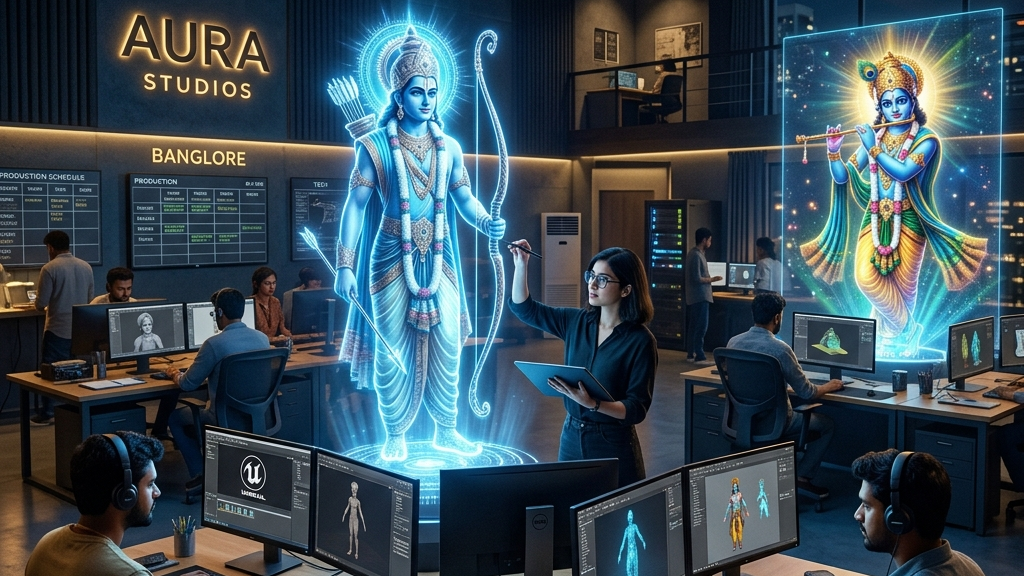 インド映画におけるAIによる制作の革命イメージ