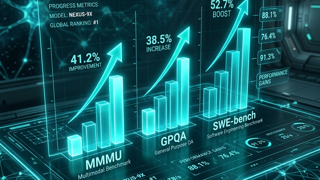 主要AIベンチマークの急速な性能向上を示すデータビジュアライゼーション