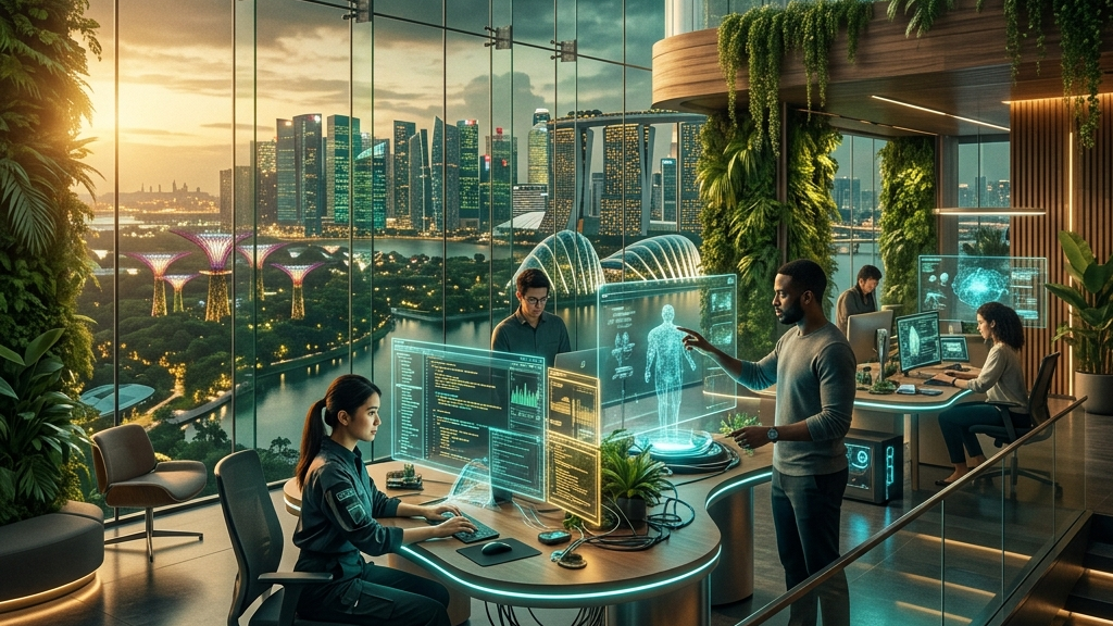 シンガポールの近未来的なAIハブとしての景観