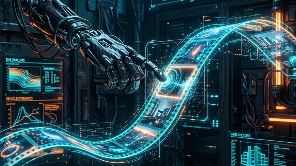 物理世界のシミュレーションとロボティクスへの応用を象徴するイメージ