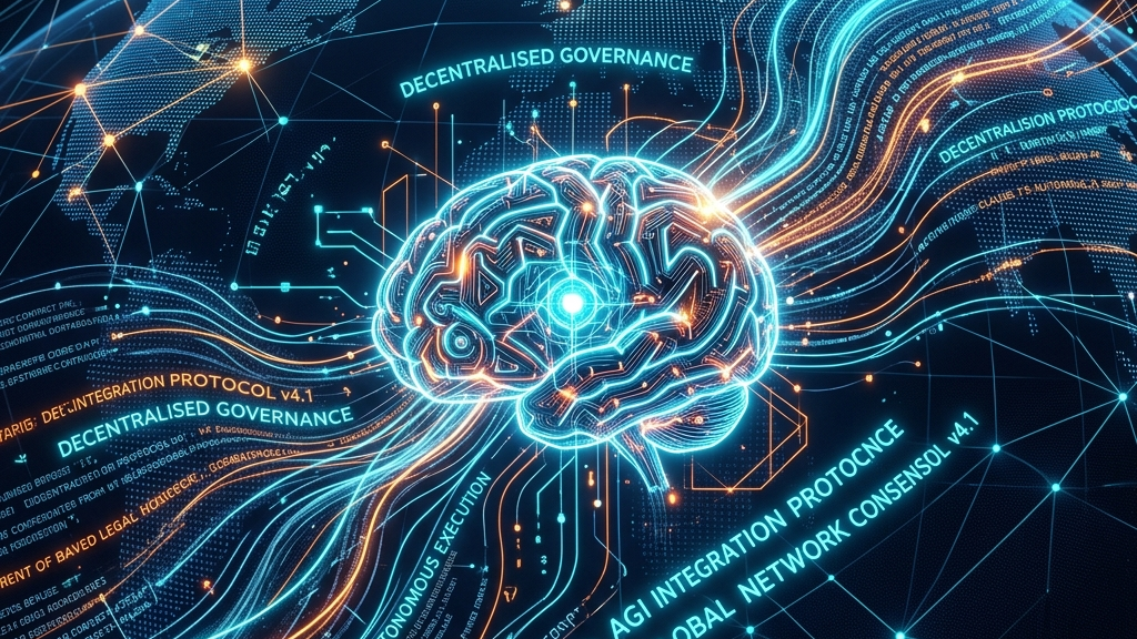 AGIとグローバルネットワークへの統合を象徴するイメージ